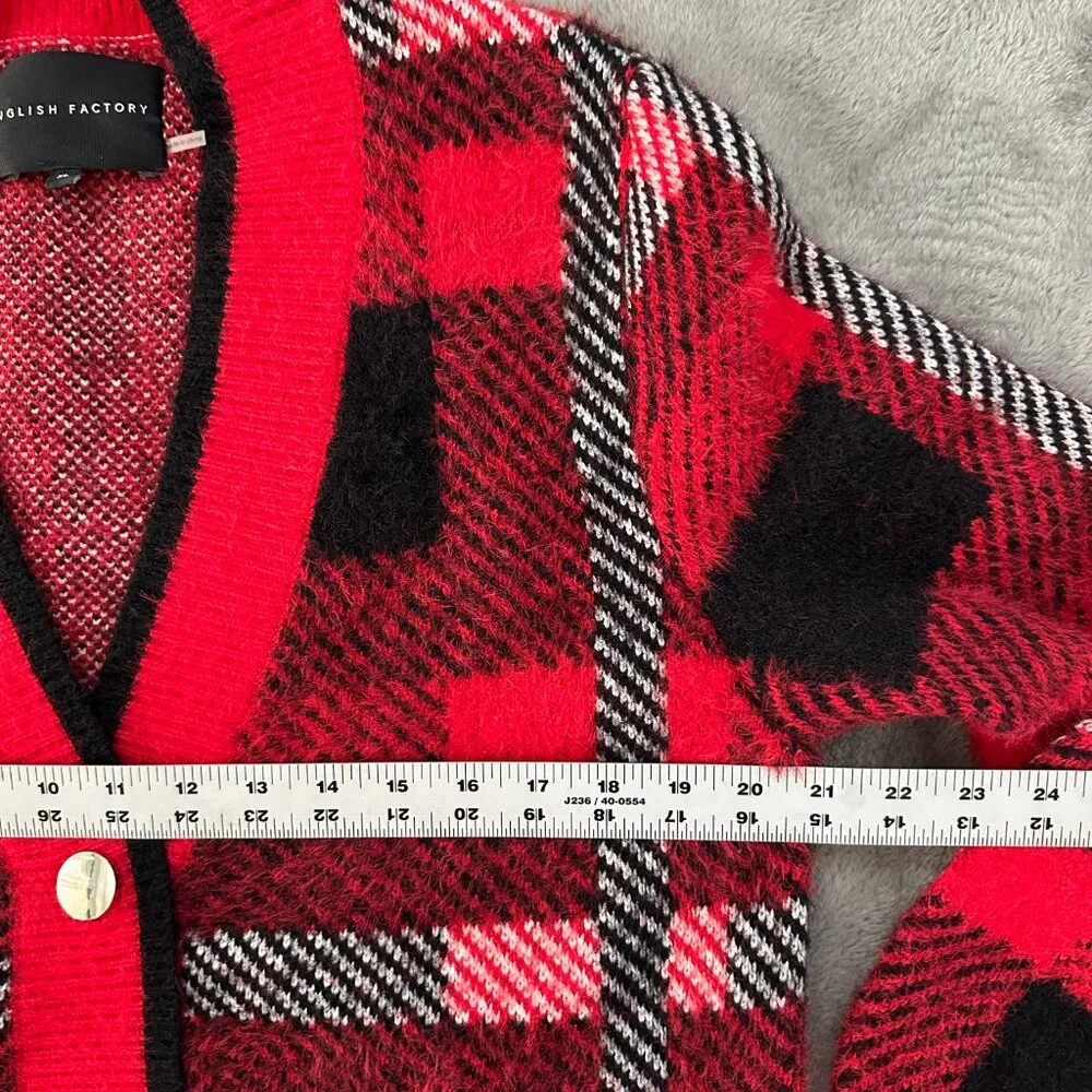 English Factory Red and Black Plaid Cardigan - Picture 6 of 6